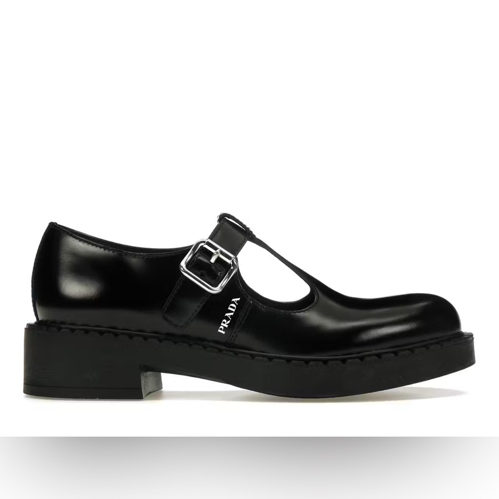 Prada Brushed-leather Mary Jane T-strap shoes size IT 40.5 box dust bag